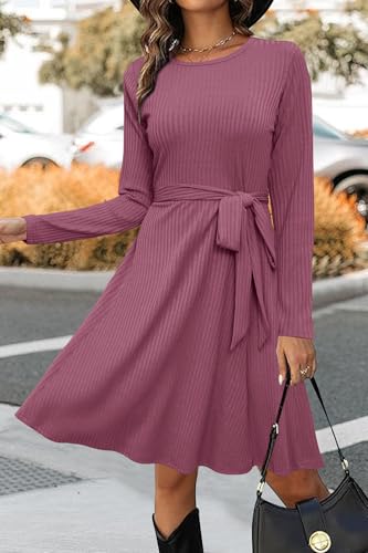 Women's Long Sleeve Fall Teacher Dresses 2025 Work Casual Knit Pockets Winter Sweater Dress Trendy