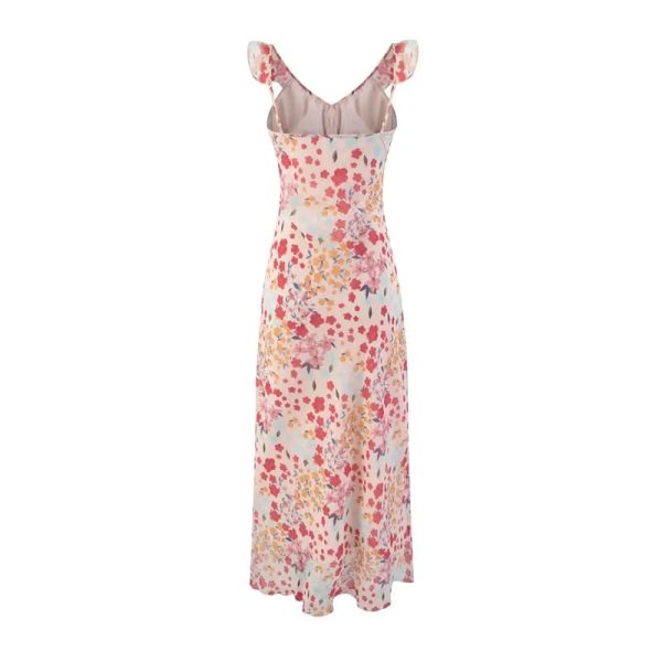 41wro5SSd2L.jpg Women's Vintage Holiday Floral Print Slim Fit Vest Dress Empire Waist Long Dresses