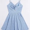 Women's Boho Floral Print Twist Front Cami A Line Mini Dress