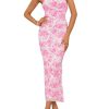 Women's Summer Disty Floral Bodycon Maxi Dress Strapless Tube Top Long Dresses Wedding Guest Party