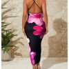 Women's Floral Halter Dress Spaghetti Strap Backless Cami Summer Maxi Dress