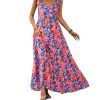 Women Dresses 2025 Summer Floral Sleeveless Maxi Dress Casual Spaghetti Strap Tiered Flowy Beach Long Dress