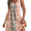 Women's Casual Sundress with Pockets Summer Beach Dress Floral T-Shirts Dress V Neck Loose Tank Dresses