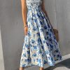 Women's Summer Floral Dresses 2025 Beach Vacation Casual Blue and White Long Maxi Sundresses