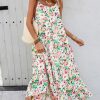 Women Summer Dresses 2025 Spaghetti Strap Scoop Neck Floral Maxi Dress Flowy Boho Long Sundress with Pockets