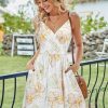 Women's Summer Dress 2025 Spaghetti Strap Sleeveless V Neck Casual Swing Sundress with Pockets