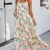 Women Summer Dresses 2025 Spaghetti Strap Scoop Neck Floral Maxi Dress Flowy Boho Long Sundress with Pockets
