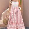Women's Floral Print Maxi Dress,Spaghetti Strap Smocked Bodice A-Line Sundress with Pockets