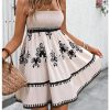 Women's Floral Short Cami Dress Spaghetti Strap Ruffle Shirred Boho Dresses