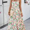Women Summer Dresses 2025 Spaghetti Strap Scoop Neck Floral Maxi Dress Flowy Boho Long Sundress with Pockets