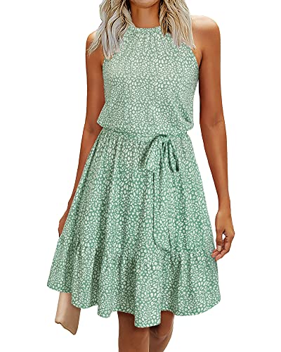 Womens 2025 Summer Dress Halter Wedding Guest Casual Beach Vacation Outfits Belted Sundresses with Pockets