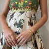 Women's Boho Floral Spaghetti Strap Long Dress Square Neck Vintage Y2k Graffiti Cami Maxi Dress