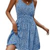 Women's Boho Floral Print Spaghetti Strap Cami Dress Casual Flare Short Dresses