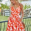 Women's Summer Dress 2025 Spaghetti Strap Sleeveless V Neck Casual Swing Sundress with Pockets