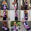 Women's Summer Floral Spaghetti Strap Maxi Dress Casual Backless Slit Cami Bodycon Dresses Long Sundress