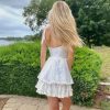Womens Corset Dress Summer 2025 Boho Floral Print Adjustable Straps Sexy Backless Layered Ruffle Hem Mini Sundress