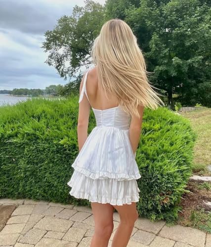 Womens Corset Dress Summer 2025 Boho Floral Print Adjustable Straps Sexy Backless Layered Ruffle Hem Mini Sundress