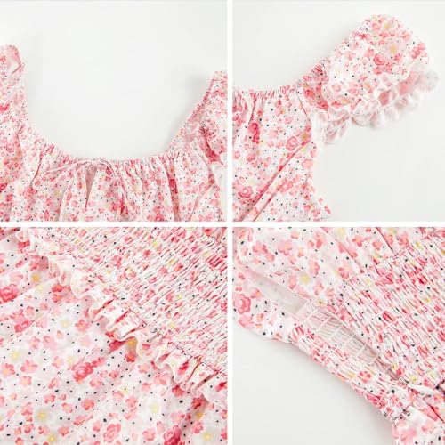 Womens Summer Ruffle Sleeve Sweetheart Neckline Printing Dress Mini Dresses