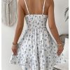 Women's Summer Floral Mini Dress Smocked Ruffle Spaghetti Strap Flowy Boho Cami Dress
