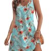 Women's Casual Sundress with Pockets Summer Beach Dress Floral T-Shirts Dress V Neck Loose Tank Dresses