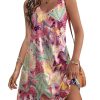 Women's Casual Sundress with Pockets Summer Beach Dress Floral T-Shirts Dress V Neck Loose Tank Dresses