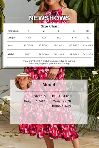 Womens 2025 Summer Vacation Outfits Halter Neck Floral Tiered Ruffled Flowy Casual Beach Boho Long Maxi Dress