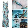 Women's Summer Floral Spaghetti Strap Long Maxi Dresses Low-Cut Bohemian Beach Sundress