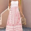 Women's Floral Print Maxi Dress,Spaghetti Strap Smocked Bodice A-Line Sundress with Pockets
