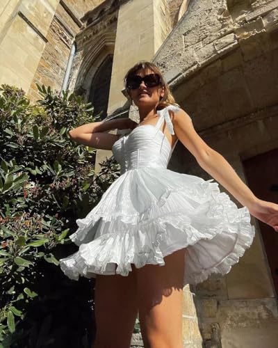 Womens Corset Dress Summer 2025 Boho Floral Print Adjustable Straps Sexy Backless Layered Ruffle Hem Mini Sundress