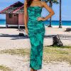 Women's Summer Maxi Dresses 2025 Bodycon Floral Sexy Spaghetti Strap Side Slit Party Cocktail Wedding Guest Mesh Long Dress