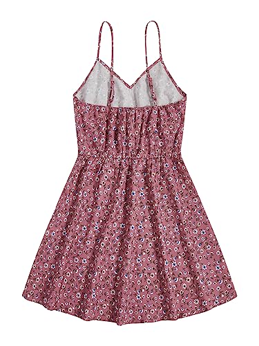 Women's Sleeveless V Neck Daisy Floral Short A Line Swing Cami Dress