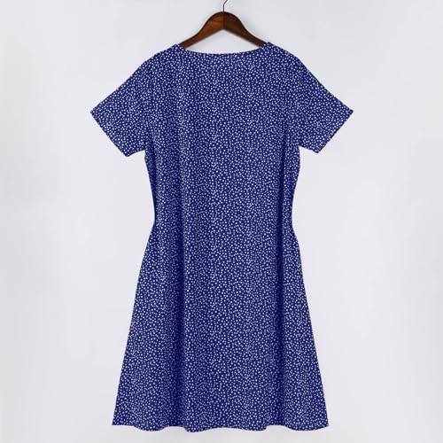 Beach Dresses for Women 2025 Summer Trendy Floral Print Boho Vacation Dress Casual Short Sleeve Flowy Midi Dress with Pockets