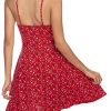 Spaghetti Strap Floral Mini Dress Women's Casual Ruched Front Drawstring Swing Sundress