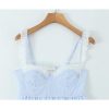 Women's Lace Spliced Spaghetti Straps Short Dress Backless High Waist A-Line Casual Dresses