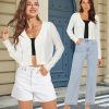 Womens 2025 Fall Cropped Cardigan Fashion Knit Bolero Shrug Long Sleeve V Neck Business Casual Sweater