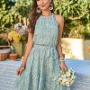 Womens 2025 Summer Dress Halter Wedding Guest Casual Beach Vacation Outfits Belted Sundresses with Pockets