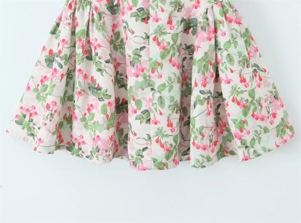 Women's Vintage Backless Floral Print Dresses Deep V Neck A-Line Mini Holiday Dress