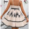 Women's Floral Short Cami Dress Spaghetti Strap Ruffle Shirred Boho Dresses