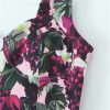 Women's Floral Print Dress with Heart Shaped Collar Slim Fit Straps Side Zipper Long Maxi Skirt