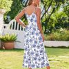 Womens Summer Maxi Dress Spaghetti Strap Casual Printed Dress Boho Floral Beach Sundress,