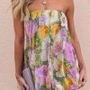 Women Sexy Strapless Printed Maxi Sleevless Slim Fit Tiered Chic Casual Holiday Dress