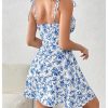 Women's Summer Floral Cherry Print A Line Short Cami Dress