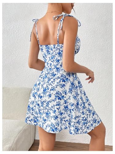 Women's Summer Floral Cherry Print A Line Short Cami Dress