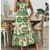 Women's Vintage Sleeveless Tie Shoulder Sundress Floral Print Cami Maxi Dress