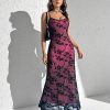 Women's Dresses Floral Print Cami Dress - Spaghetti Strap, Backless, Long, Slim Fit Dress for Women