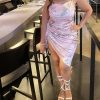 Club Dress Sexy Dress for Women Wedding Party Birthday Cocktail Spaghetti Strap Satin Side Ruched Midi Mini Dress