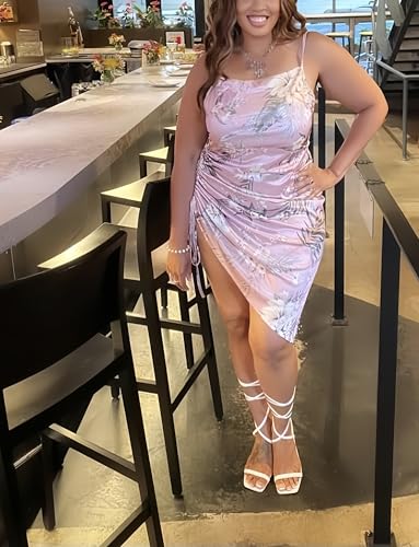 Club Dress Sexy Dress for Women Wedding Party Birthday Cocktail Spaghetti Strap Satin Side Ruched Midi Mini Dress