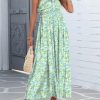 Women's Summer Dresses Halter Neck Sleeveless Backless Flowy A Line Boho Maxi Dress