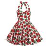 Girls 50s Sweetheart Vintage Flower Swing Straps Prom Dress with Polka Dots 3-11Years