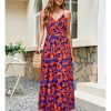 Women Summer 2025 Maxi Dress Vacation Floral Spaghetti Strap Spring Casual Boho Split Beach Long Flowy Sundress